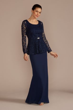 Picture of Long Sleeve Lace Peplum Sheath Jacket Dress
