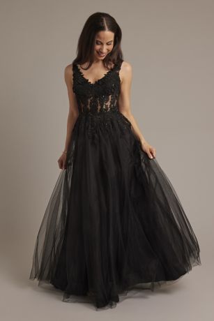 Picture of Appliqued Tulle A-Line Tank Dress