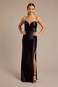 Jules and Cleo Strapless Sculpting Satin Ruched Sheath Dress