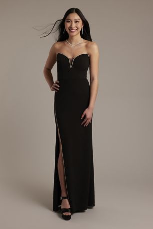 Picture of Strapless Crepe Sheath Dress with Rhinestones