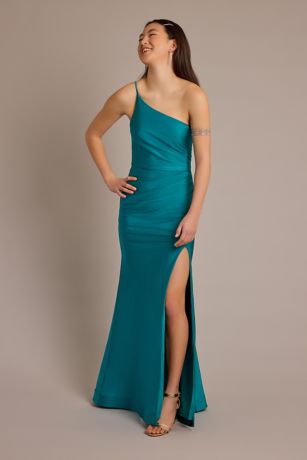 Picture of One-Shoulder Power Satin Sheath Dress