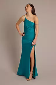 Jules and Cleo One-Shoulder Power Satin Sheath Dress
