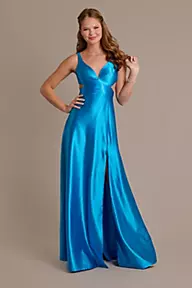 Zara A line Royal Blue Sequined Lace Long Prom Dress with Pockets