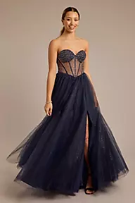 Jules and Cleo Tulle Illusion Bodice Corset Ball Gown