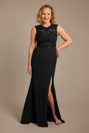 Picture of Scuba Crepe Tank Sheath Dress with Appliques