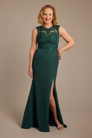 Picture of Scuba Crepe Tank Sheath Dress with Appliques