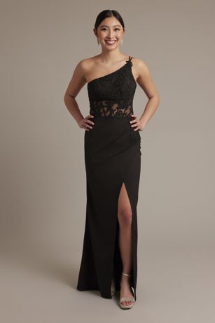 Picture of One-Shoulder Sheath Dress with Beaded Appliques
