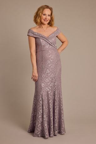 Oleg Cassini Stretch Lace Off-the-Shoulder Mermaid Dress