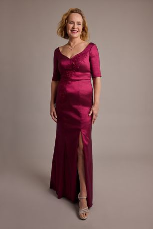 Oleg Cassini Embroidered Taffeta Sweetheart Mermaid Dress