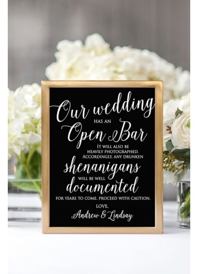 Personalized Open Bar Script Reception Sign | David's Bridal