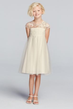 Empire-Waist Lace Flower Girl Dress - Davids Bridal