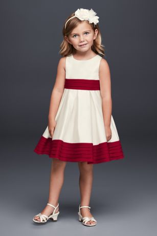 Satin Flower Girl Dress with Pleated 