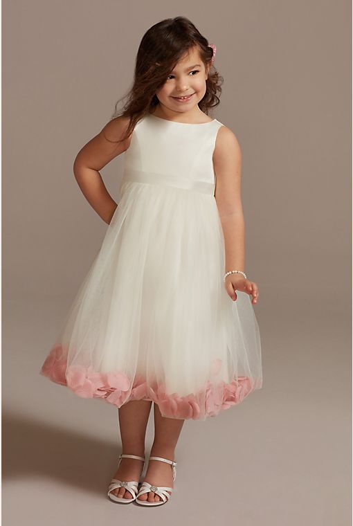 Avadress Little Girls Dresses Elegant O-Neck Sleeveless Kids Ball Gown A-Line Stain Party Wedding Dresses for Girls 2-12 Year Old 2 / White