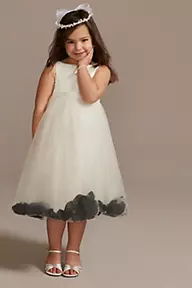 Satin Tulle Flower Girl Dress with Colored Petals