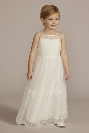Picture of Lace Boho Flower Girl Dress with Keyhole Back