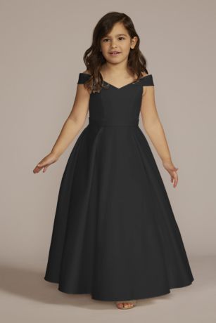 DB Studio Satin Off-the-Shoulder Flower Girl Dress