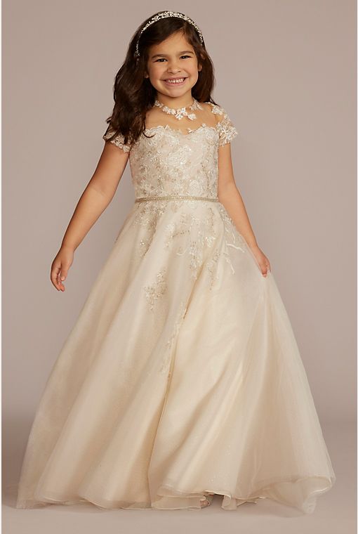 Purple And White Flower Girl Dresses Lace Ball Gown Sale