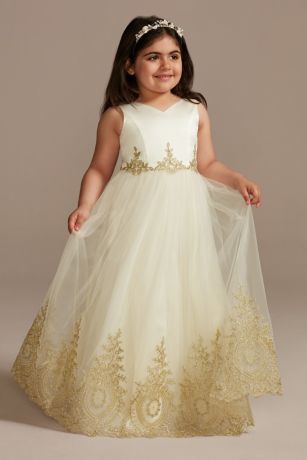Picture of Organza Corded Lace Applique Flower Girl Tank Dres