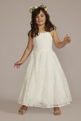 Picture of Shirred Halter Neck Ball Gown Flower Girl Dress