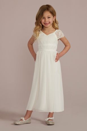 Picture of Cap Sleeve Lace and Chiffon Flower Girl Dress