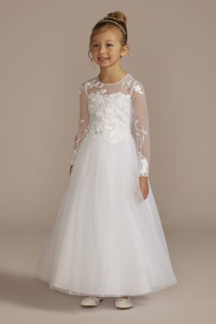 Picture of Floral Applique Long Sleeve Communion Dress