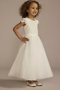 DB Studio Lace and Organza Cap Sleeve Flower Girl Dress