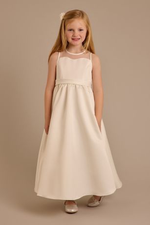 Picture of Satin A-Line Dress with Illusion Neckline