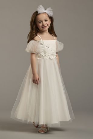 Picture of Off-the-Shoulder Puff Sleeve Flower Girl Dress