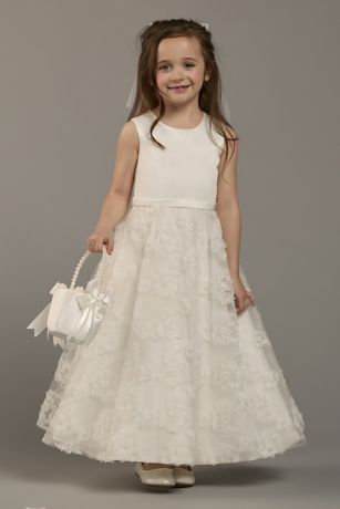 Picture of Satin and Tulle Sleeveless Flower Girl Dress