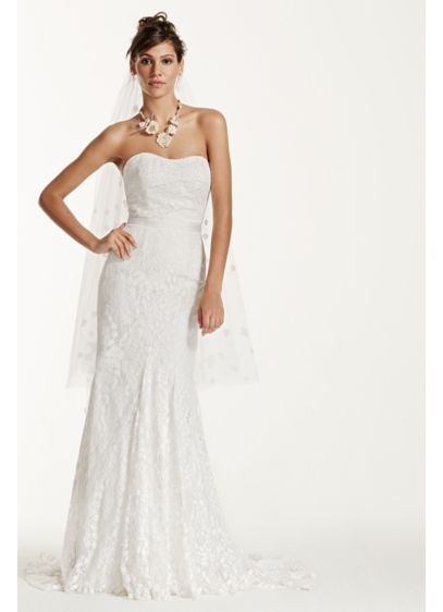 Strapless Lace Gown with Ribbon Detail | David's Bridal