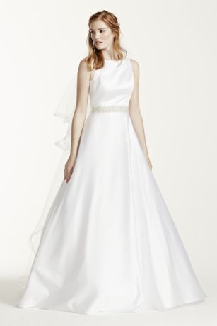 high neck satin wedding dress