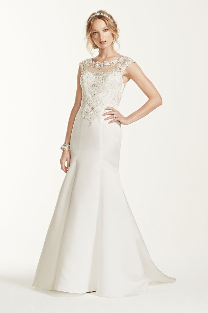 Cap Sleeve Wedding Dress With Illusion Neckline 4