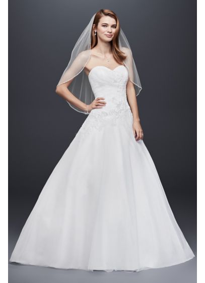 Strapless Tulle Wedding Dress with Lace Applique | David's Bridal