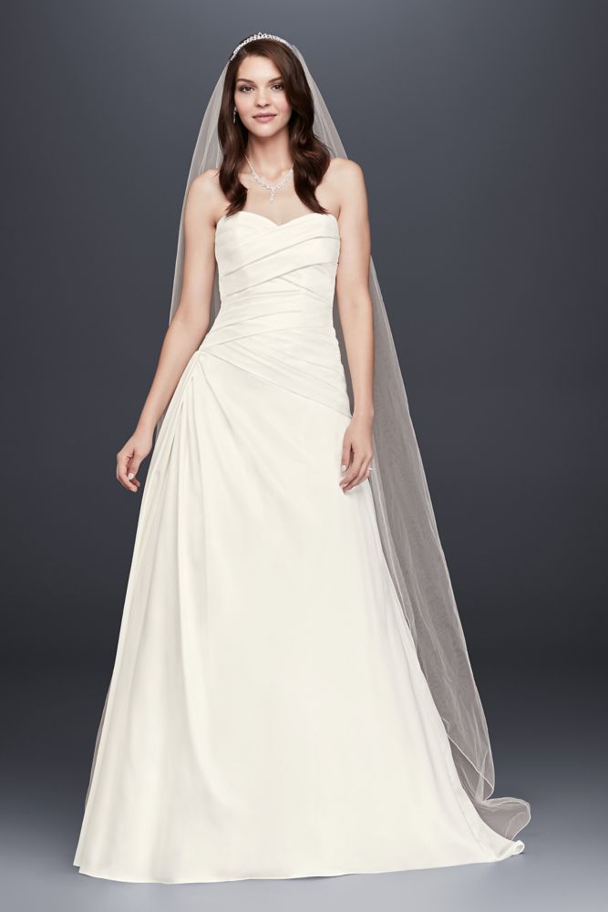 David's Bridal Strapless A-Line Drop Waist Wedding Dress Style WG3743