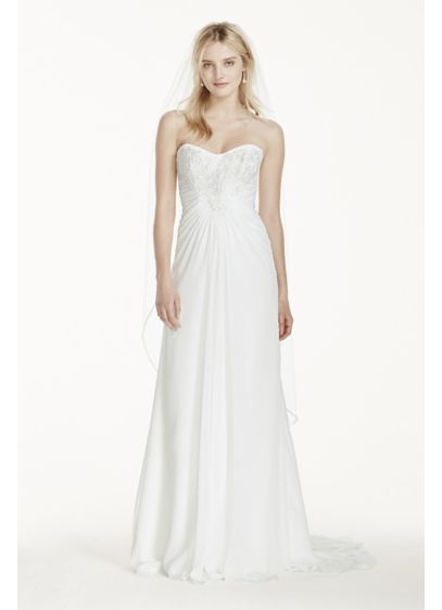 Strapless Lace Chiffon Sheath Wedding Dress | David's Bridal