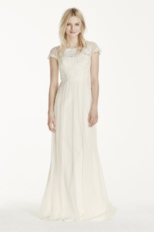 david's bridal lace cap sleeve bridesmaid dress