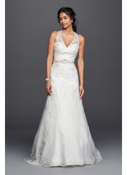 Jewel Lace Wedding Dress with Halter Neckline David s Bridal Jewel Lace Wedding Dress with Halter Neckline David s Bridal