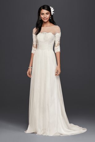 david's bridal long sleeve lace wedding dress