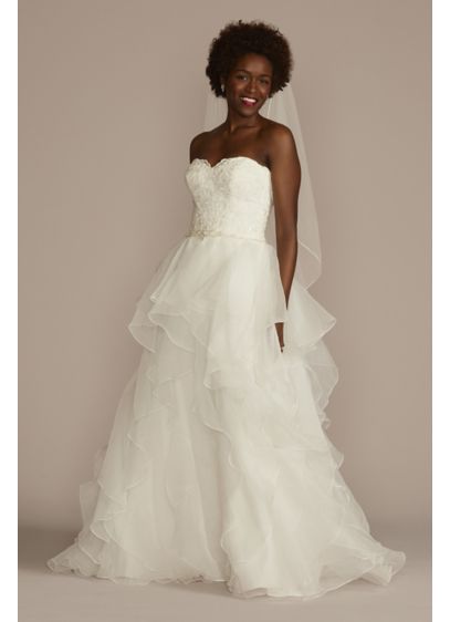 Lace and Organza Wedding  Ball  Gown  with Beading David s   Lace and Organza Wedding  Ball  Gown  with Beading David s