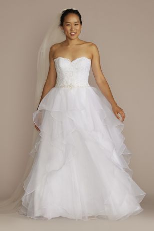 Picture of Lace and Organza Petite Wedding Ball Gown