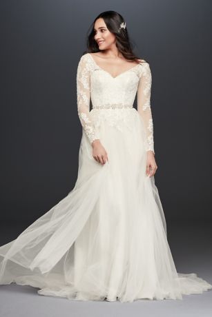 david's bridal long sleeve wedding dress