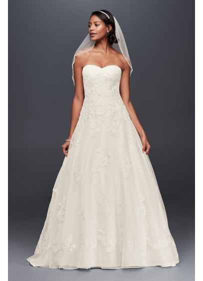 Organza A-Line Wedding Dress with Beaded Appliques | David's Bridal