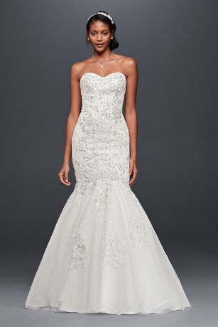 all over beaded lace trumpet wedding dress