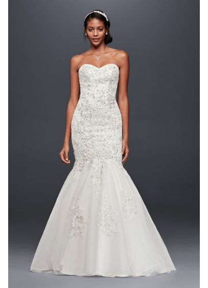 Metallic Beaded Lace Trumpet Wedding Dress David s Bridal Metallic Beaded Lace Trumpet Wedding Dress David s Bridal