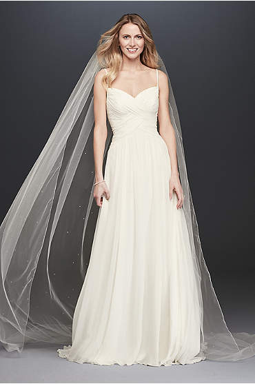 Ruched Bodice Chiffon A-Line Wedding Dress