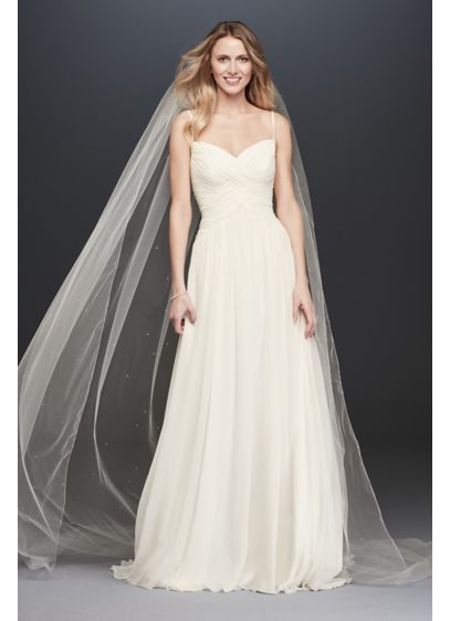  Ruched  Bodice Chiffon A Line  Wedding  Dress  David s Bridal 
