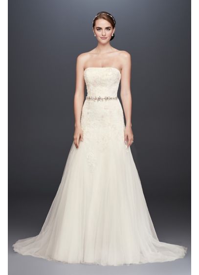 Lace-Appliqued Tulle A-Line Wedding Dress | David's Bridal