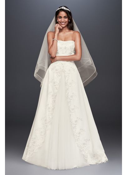 Embroidered Satin Split Ball Gown Wedding Dress David s Embroidered Satin Split Ball Gown Wedding Dress David s