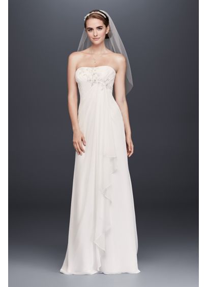 Draped Chiffon Sheath Wedding Dress With Beading David S Bridal