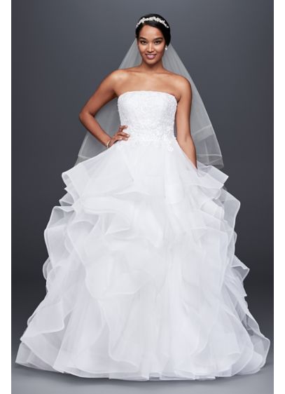 Embroidered Lace and Horsehair Skirt Wedding Dress David Embroidered Lace and Horsehair Skirt Wedding Dress David